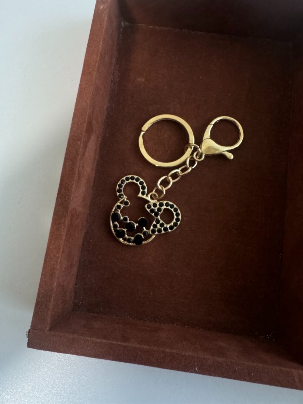 Gold Mouse Head Rhinestone Keychain Cute Bag Charm